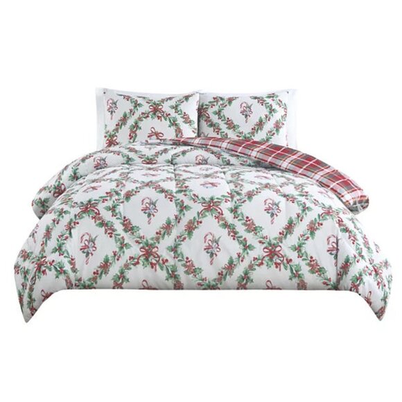 Enchante Wreath With Bow Reversible 3-Pc. Comforter Sets NIP - Picture 5 of 8